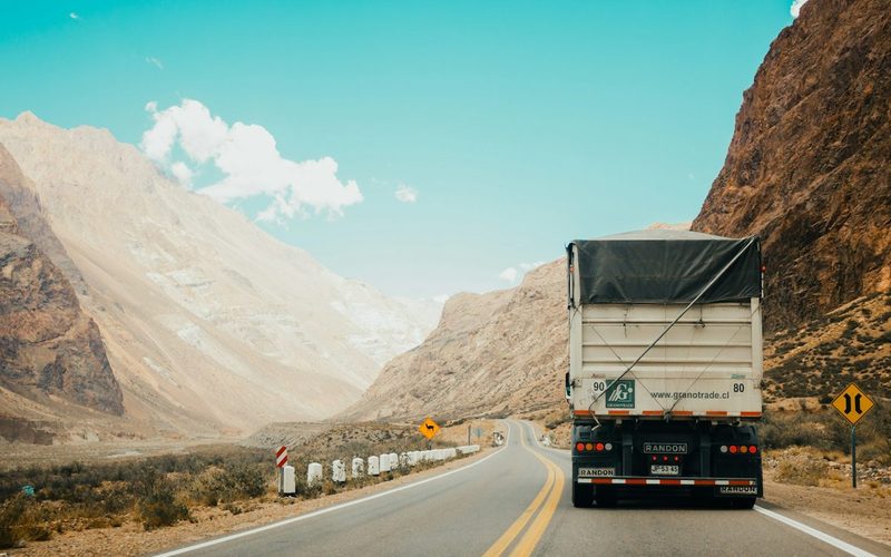 Multi-axle trailer carrying an over-dimensional consignment on a highway